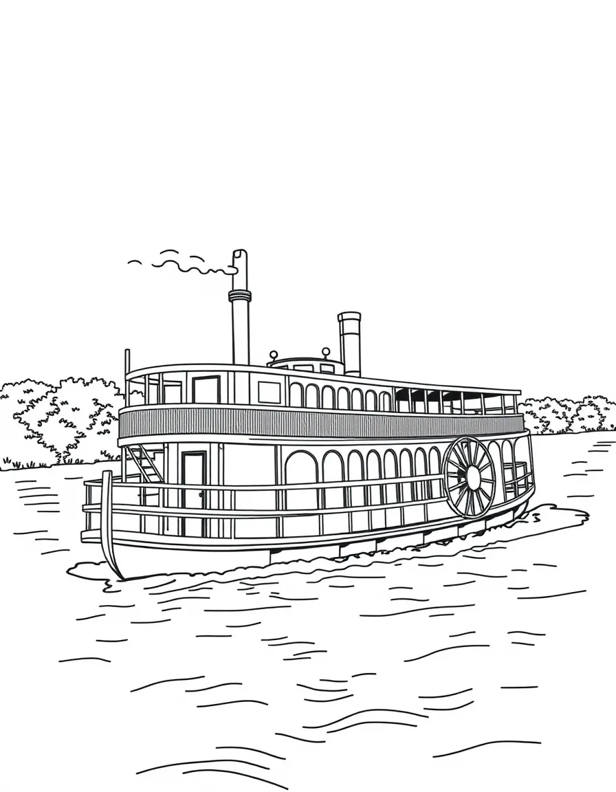 (Louisiana) The Mississippi River with a paddle wheel steamboat