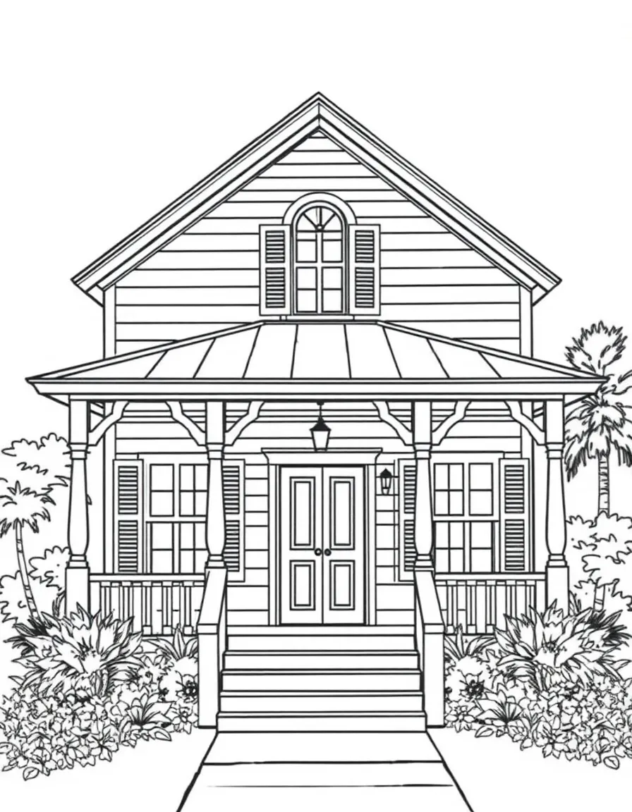 (Louisiana) A traditional Creole cottage with shutters and a front porch
