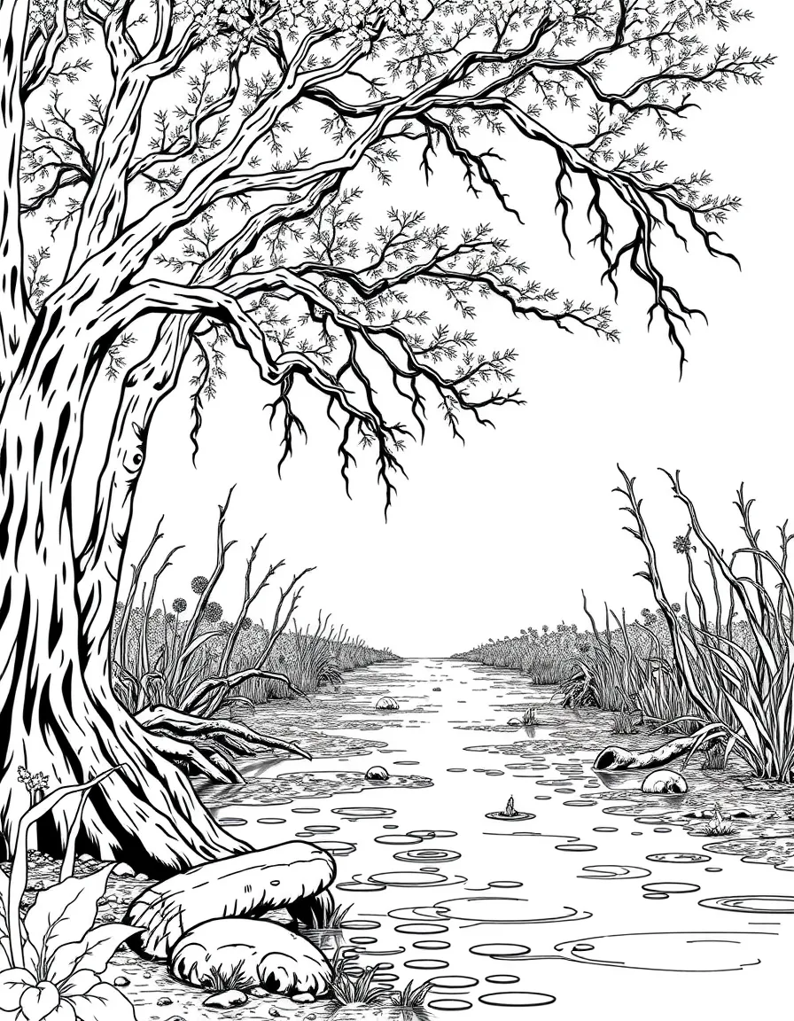 (Louisiana) The Atchafalaya Basin swamp with wildlife