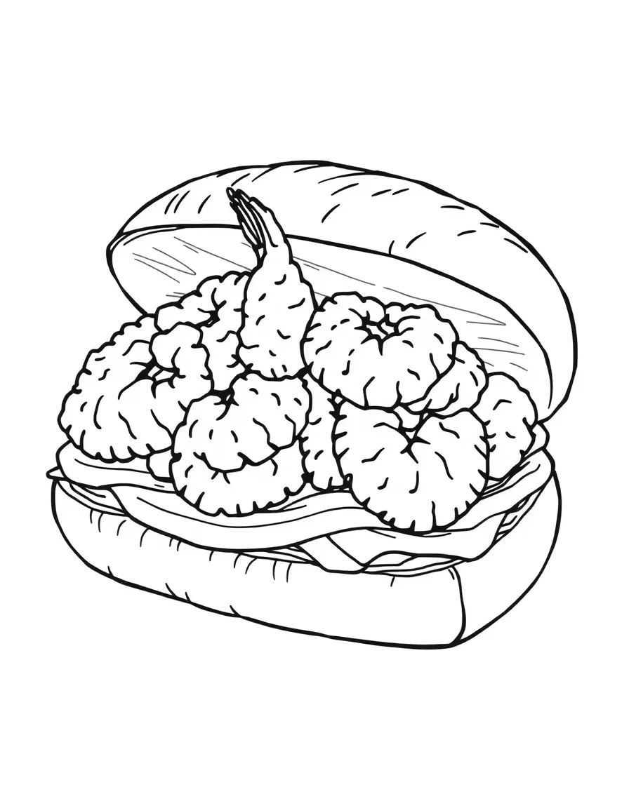 (Louisiana) A po'boy sandwich with fried shrimp