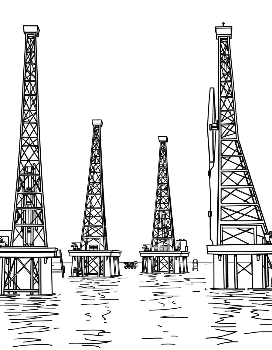 (Louisiana) Oil derricks in the Gulf of Mexico