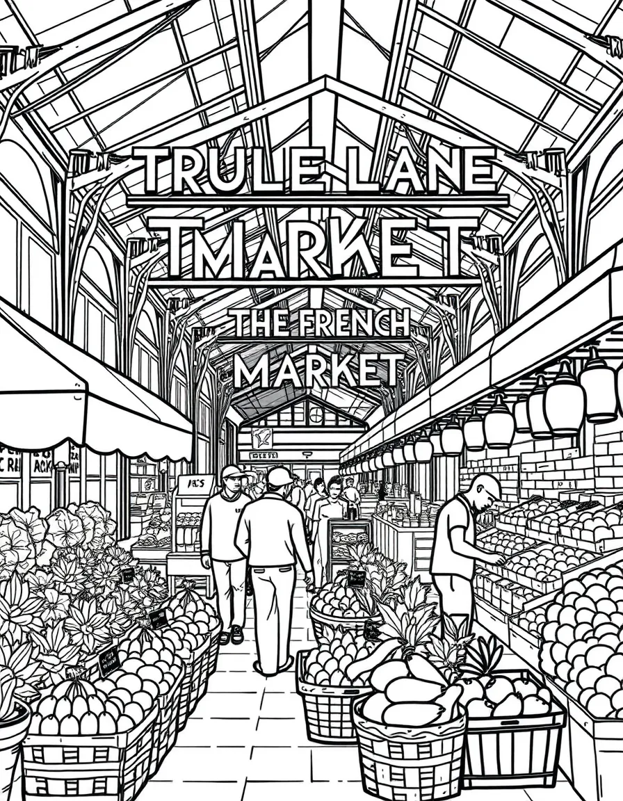 (Louisiana) The French Market with vendors and fresh produce