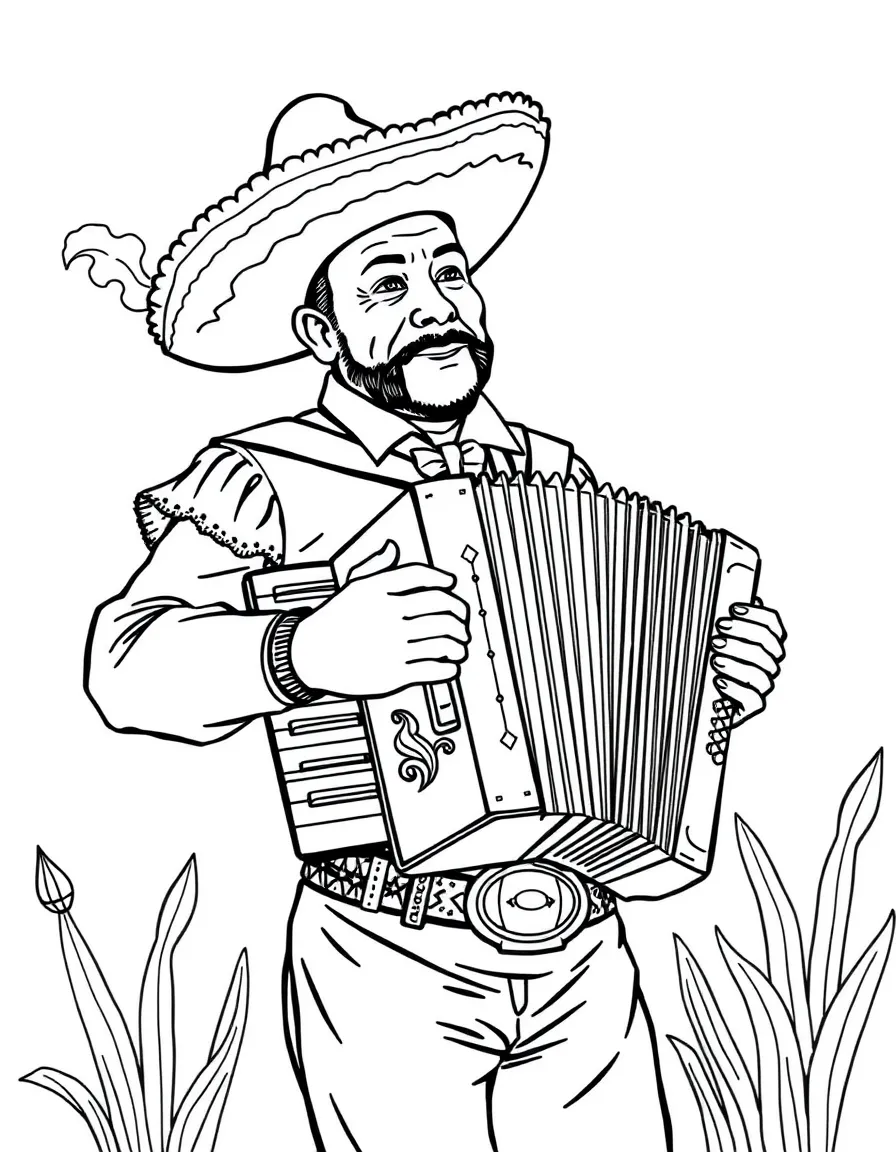 (Louisiana) A Cajun accordion player in traditional costume
