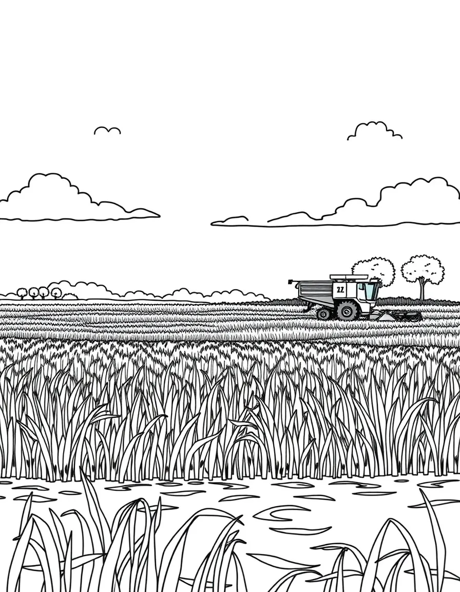 (Louisiana) A Louisiana rice field with farming equipment