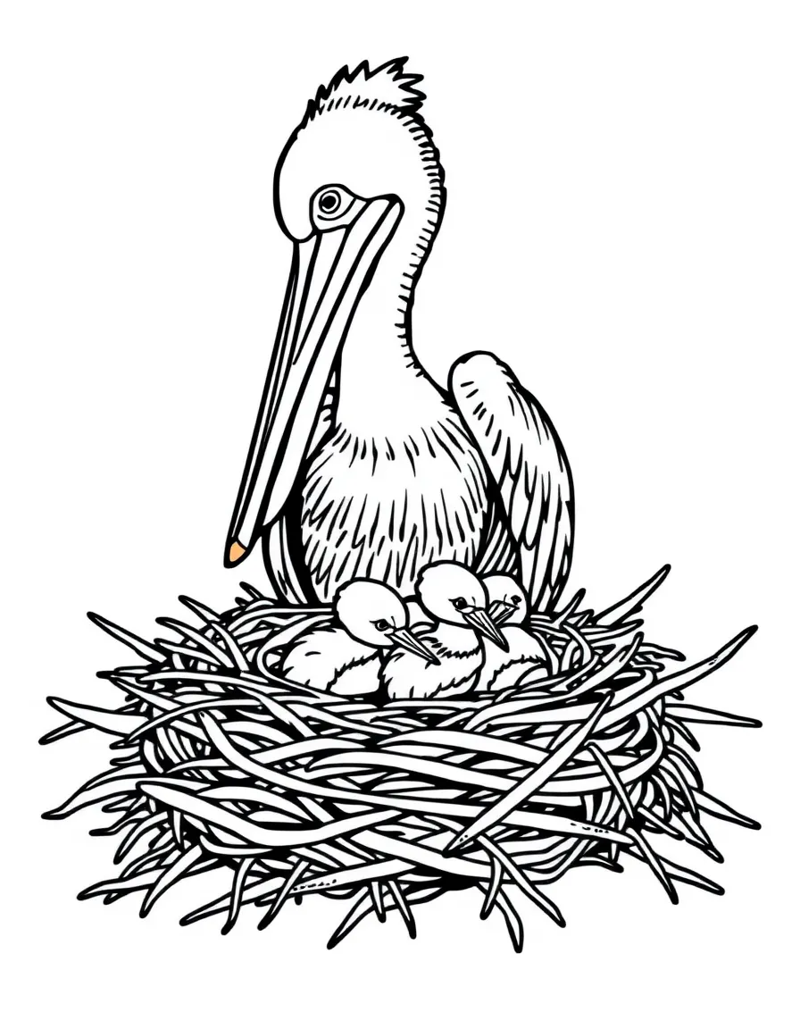 (Louisiana) A brown pelican nest with baby birds