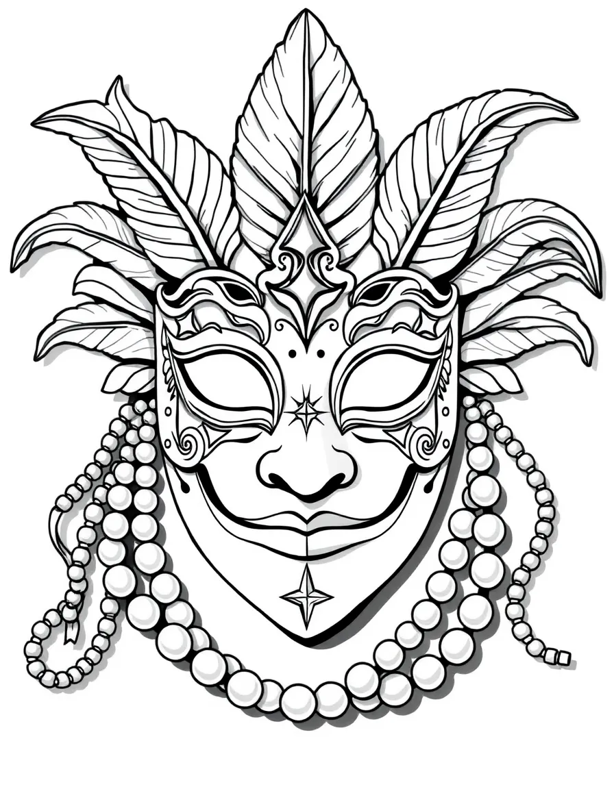 (Louisiana) A Mardi Gras mask with feathers and beads