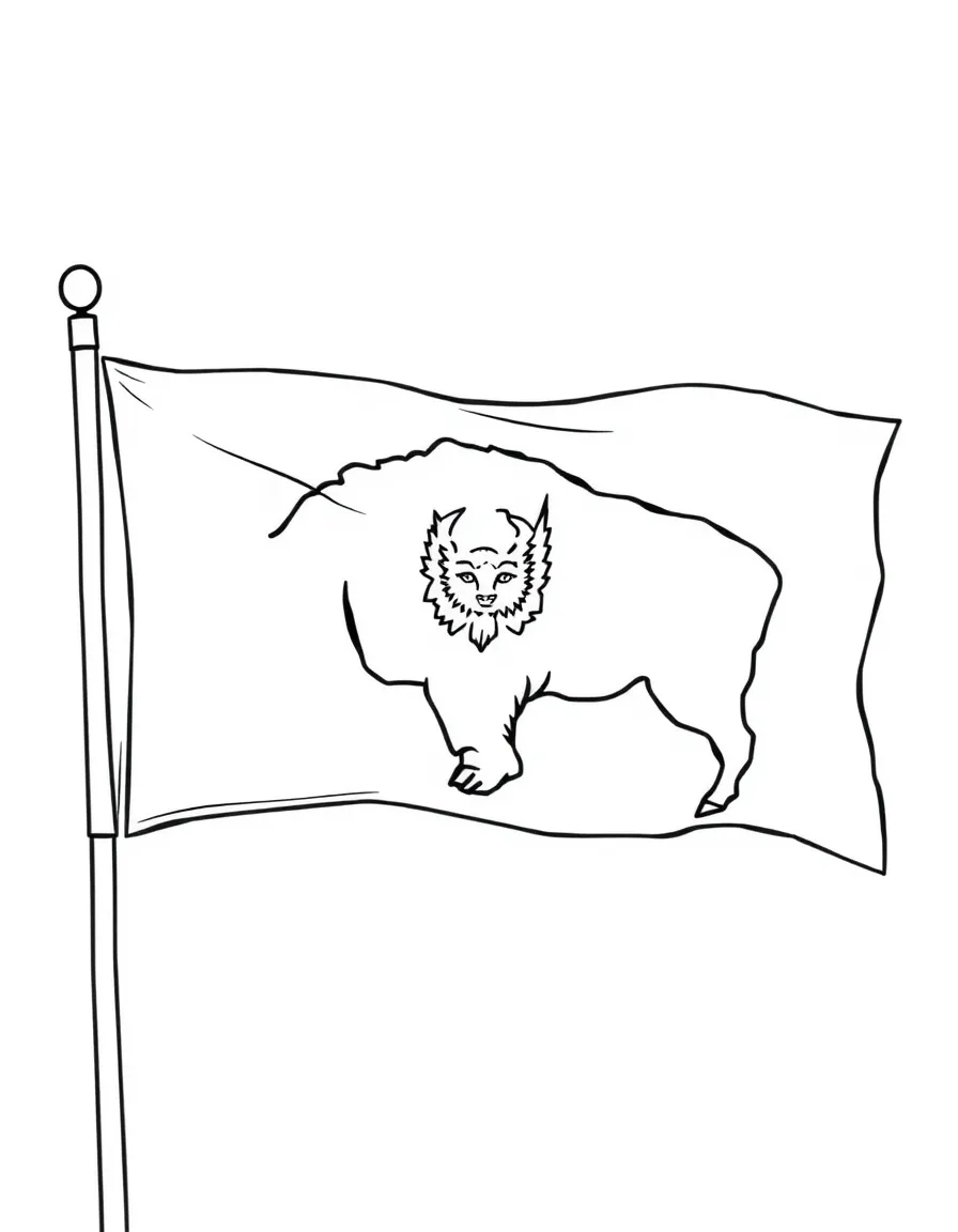 (Wyoming) The Wyoming state flag waving in the wind