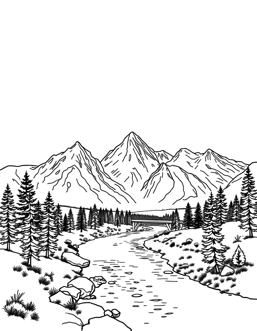 (Wyoming) The Grand Tetons with a river below