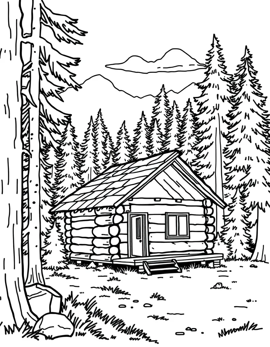 (Wyoming) A log cabin in the woods of Wyoming