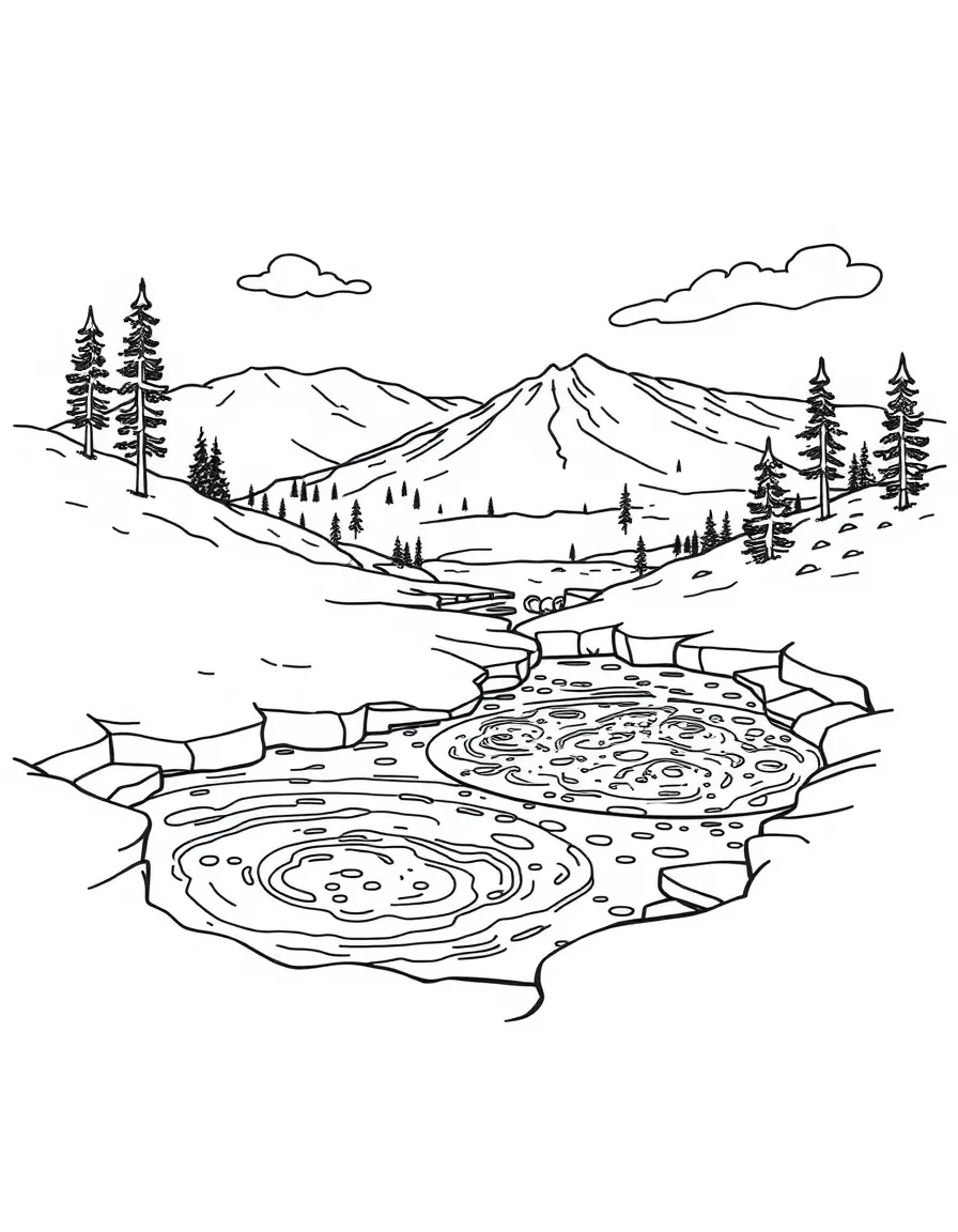 (Wyoming) Hot springs and bubbling geothermal pools