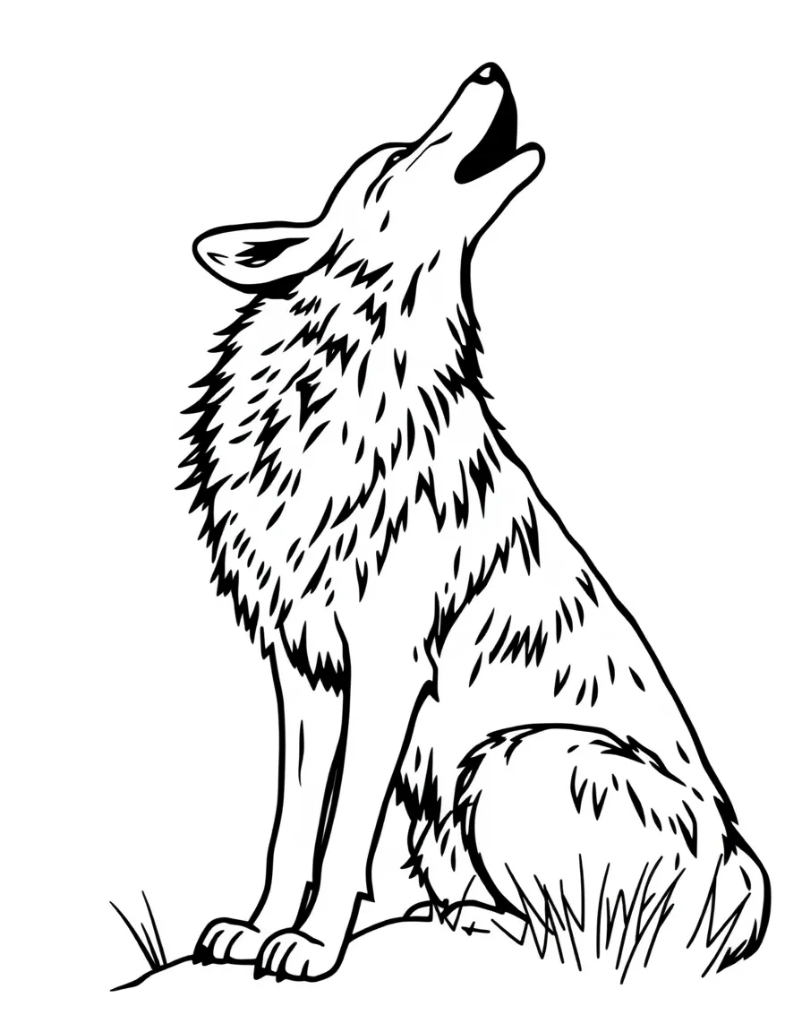 (Wyoming) The silhouette of a howling coyote