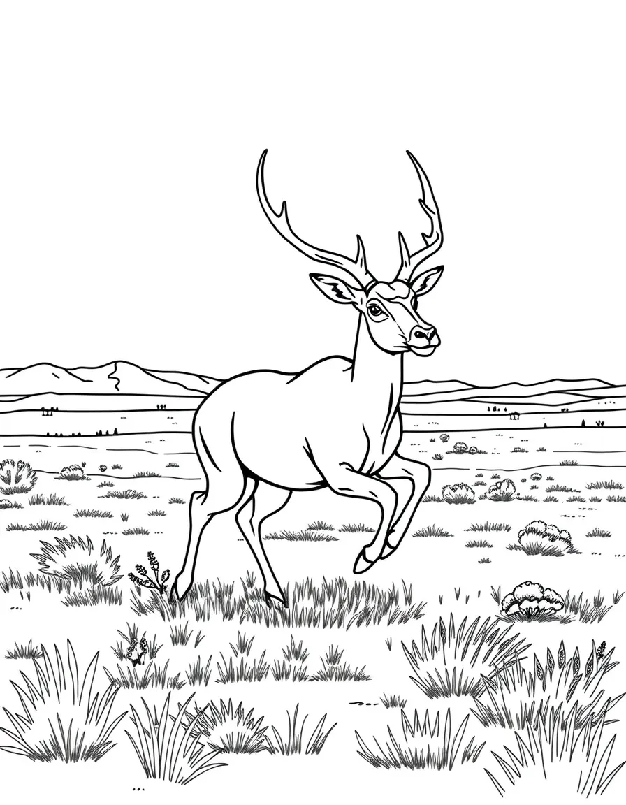 (Wyoming) Antelope running across the plains