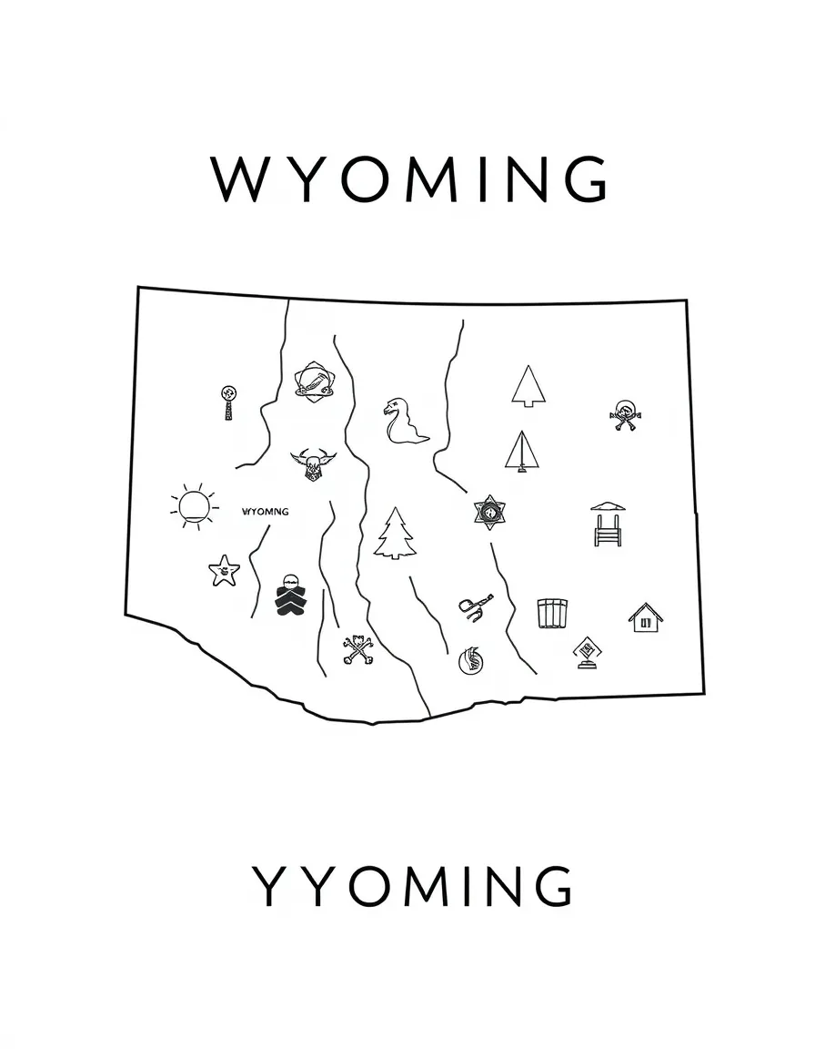 (Wyoming) A map of Wyoming with key symbols