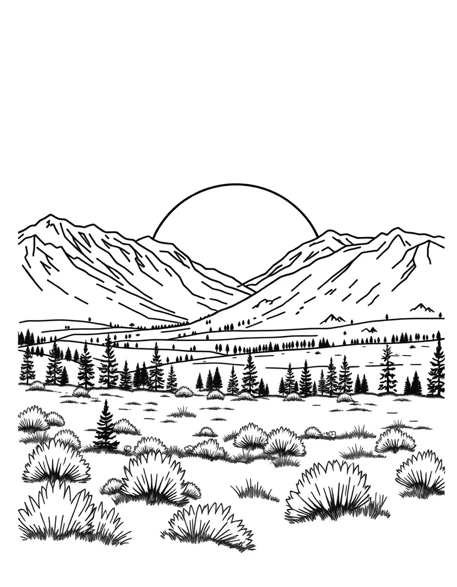 (Wyoming) A sunset behind the Wind River Range