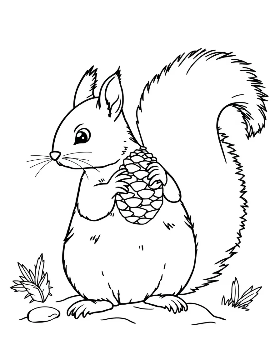 (Wyoming) A squirrel holding a pinecone