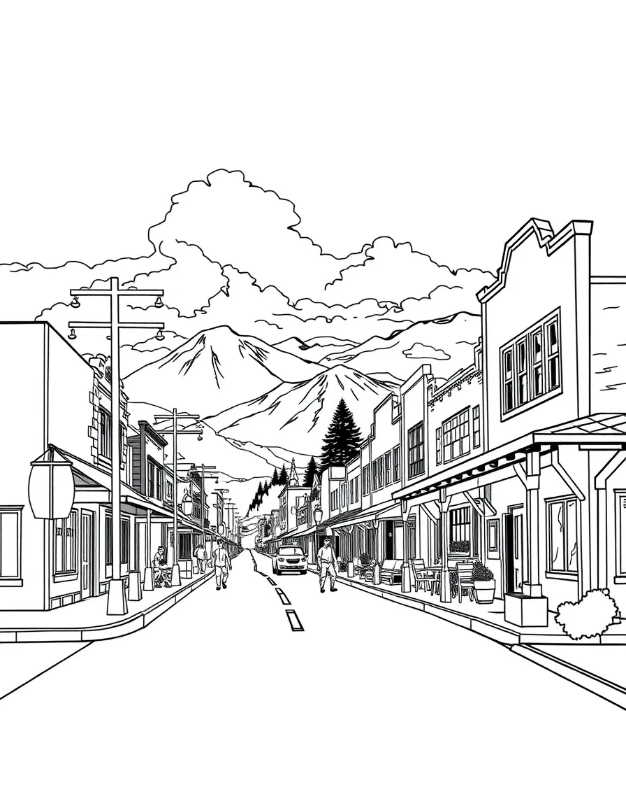 (Wyoming) A Western town main street scene