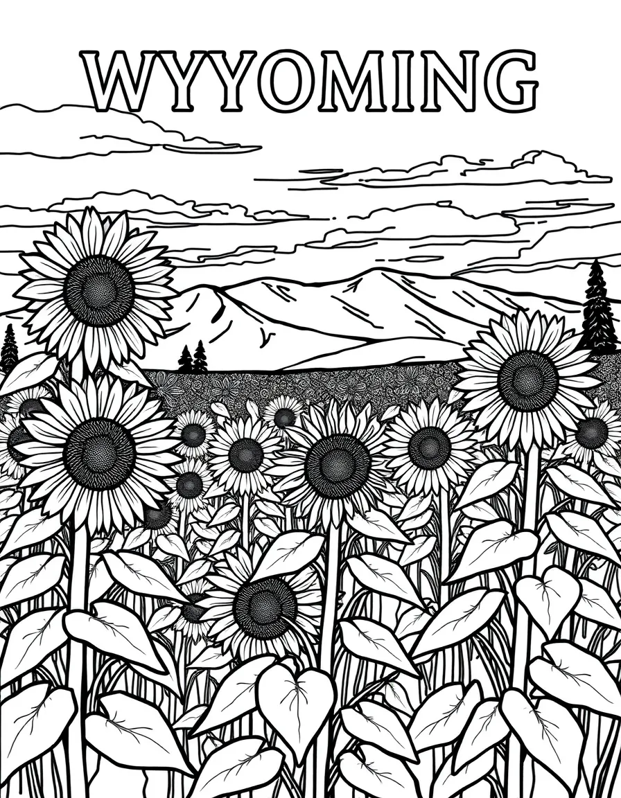(Wyoming) A sunflower field in Wyoming