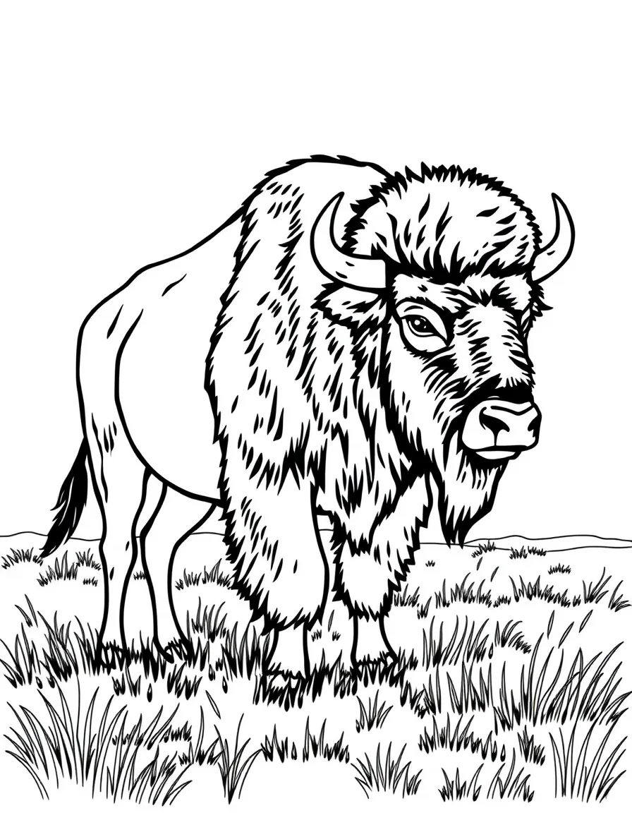 (North Dakota) A bison standing on the prairie