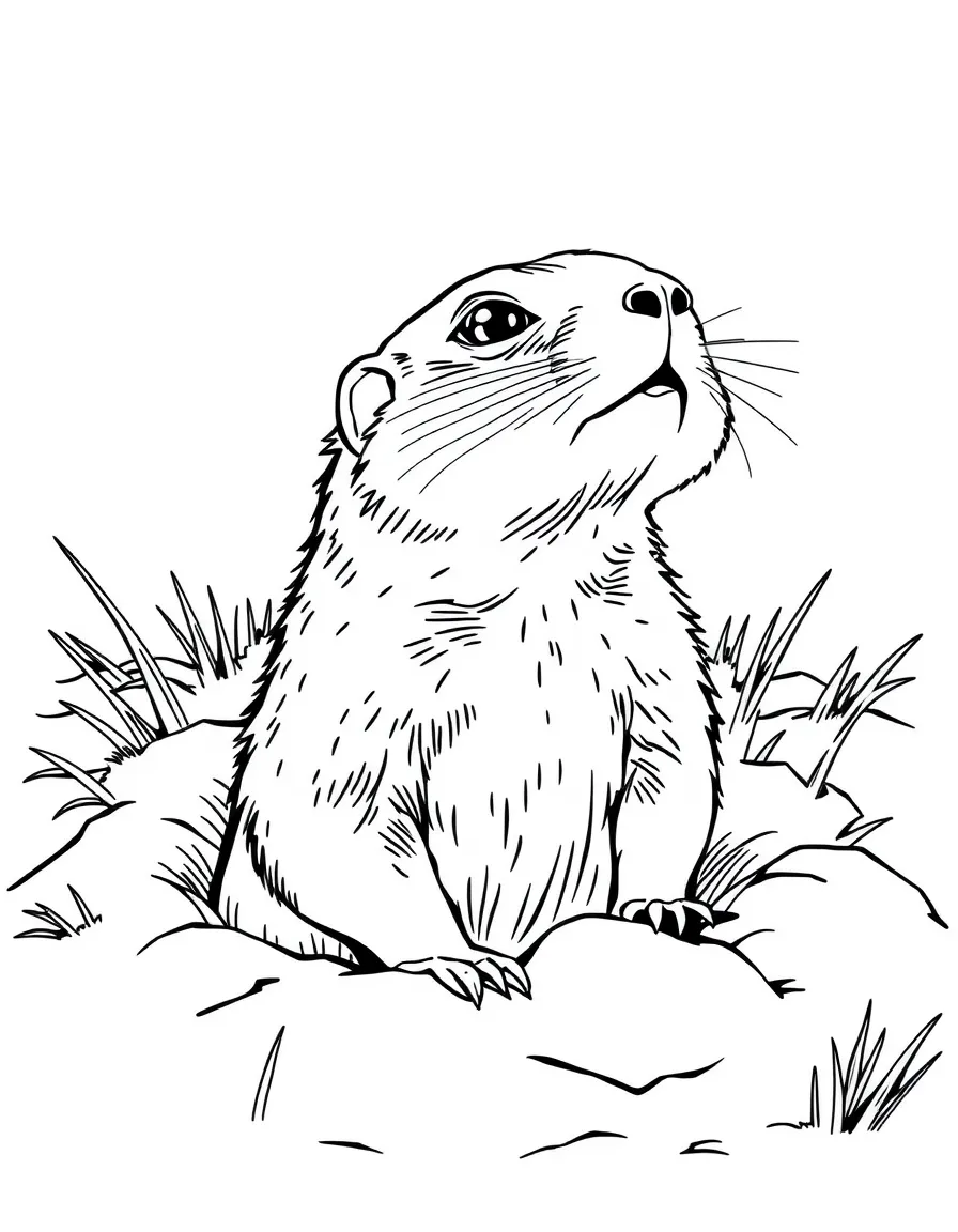 (North Dakota) A prairie dog popping out of its burrow