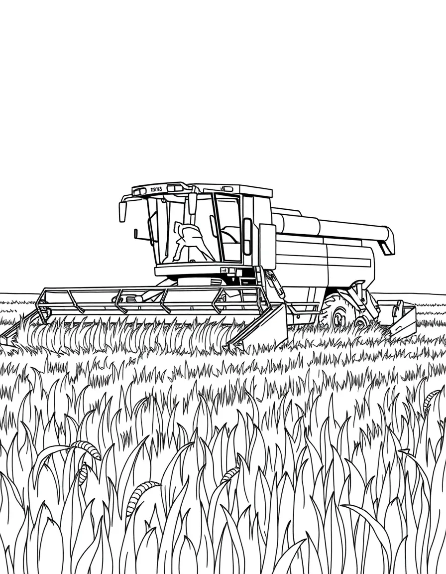 (North Dakota) A tractor harvesting wheat