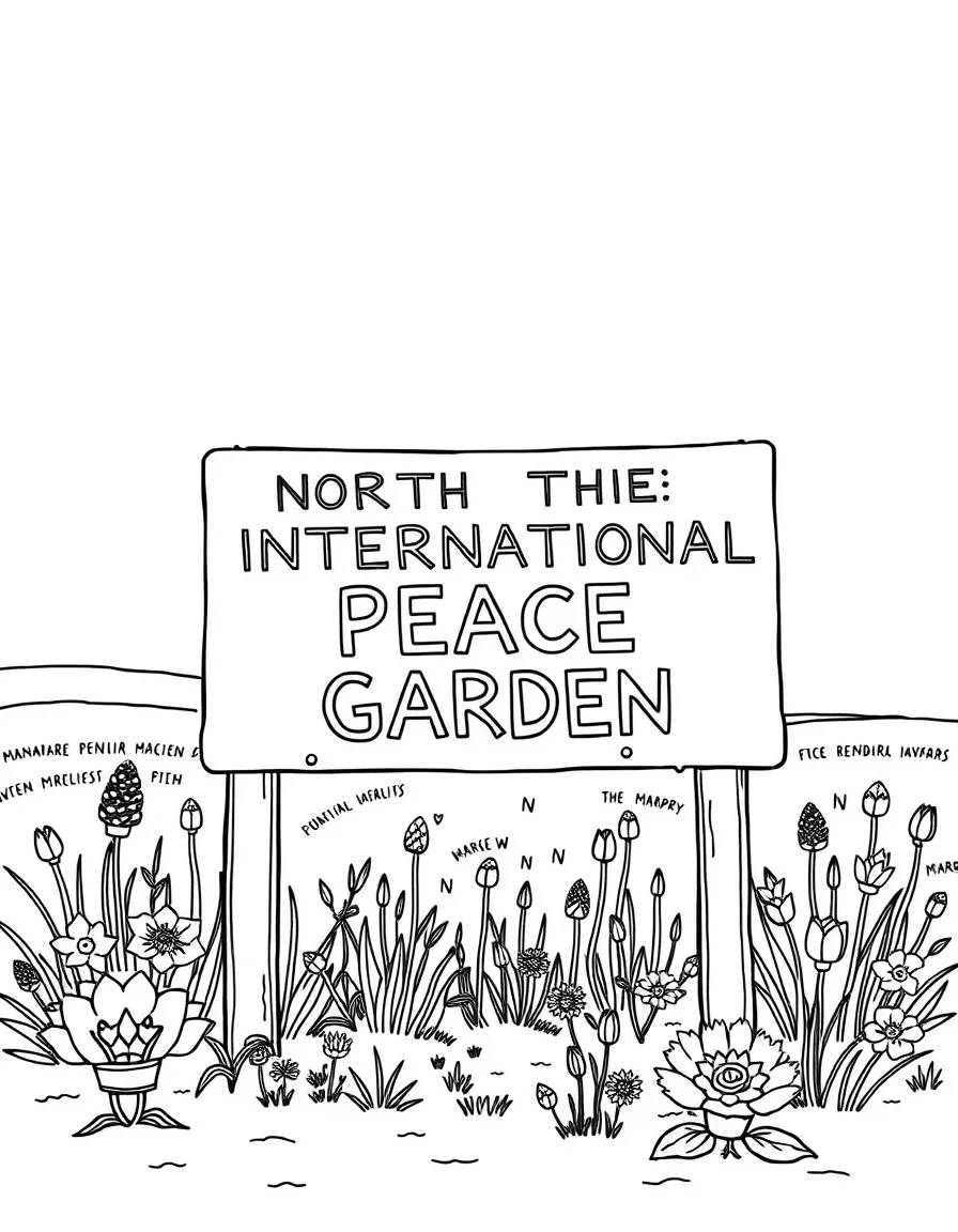 (North Dakota) The International Peace Garden sign