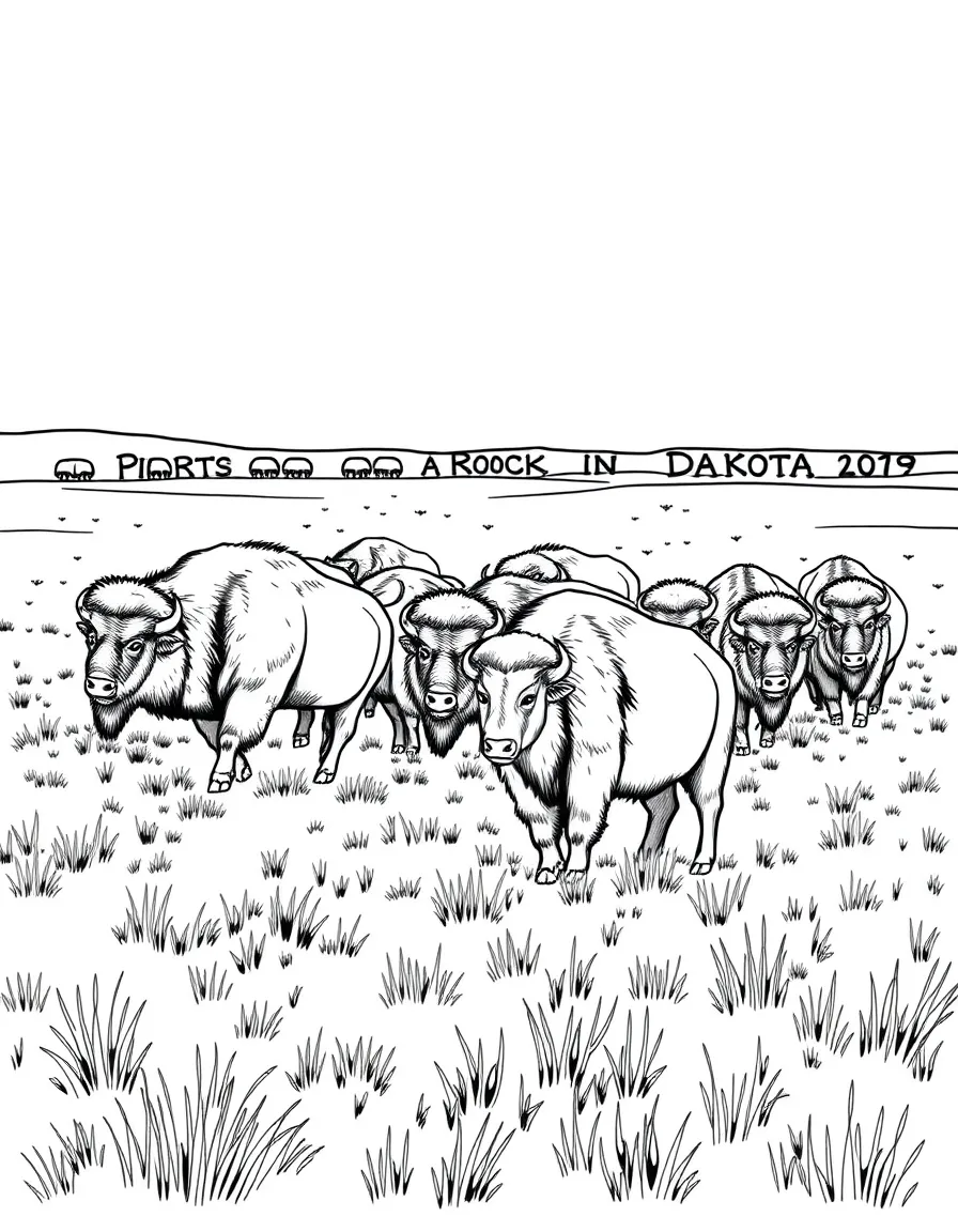 (North Dakota) A herd of bison roaming the plains