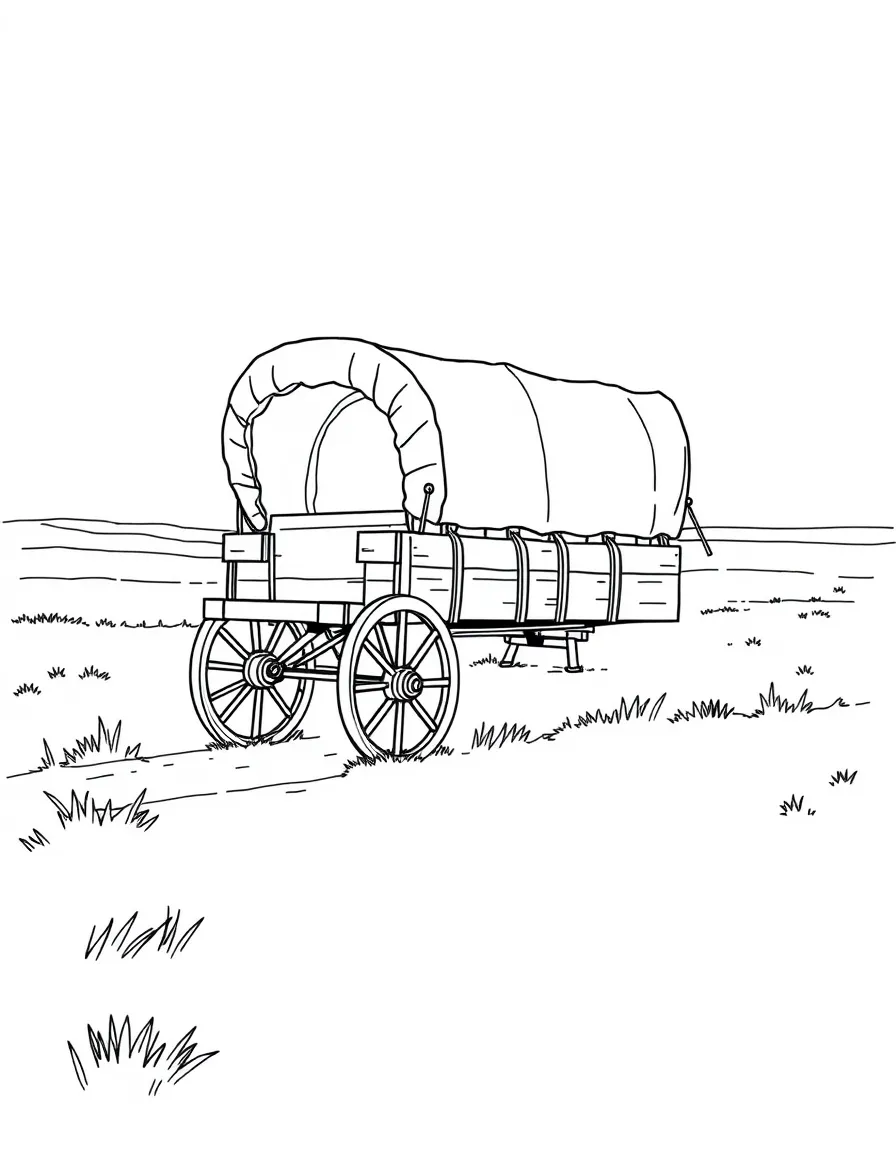 (North Dakota) A pioneer wagon crossing the plains