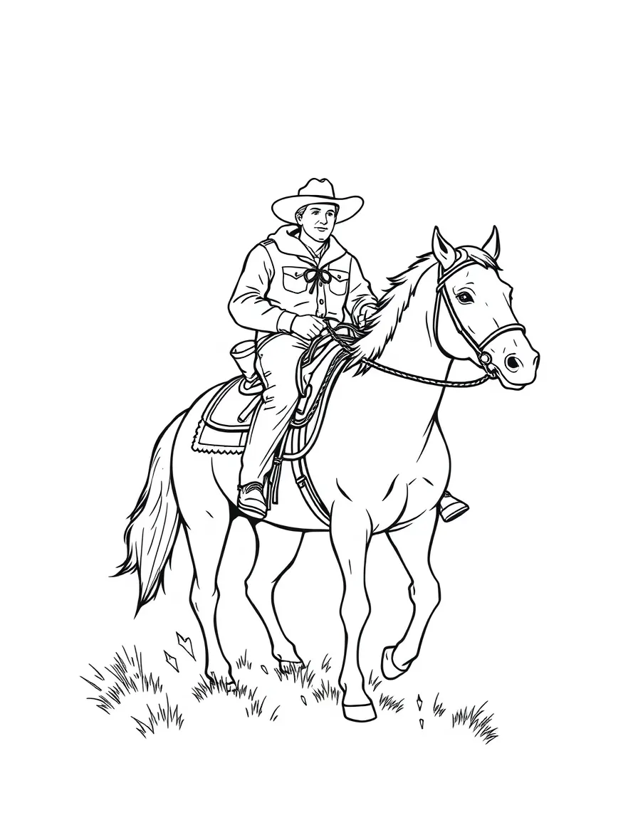 (North Dakota) A cowboy riding a horse