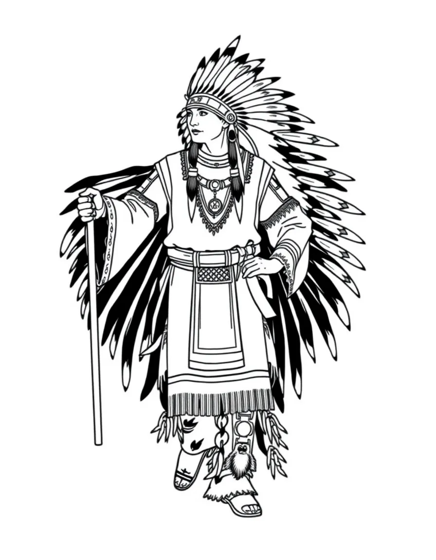 (North Dakota) A Native American dancer in traditional attire
