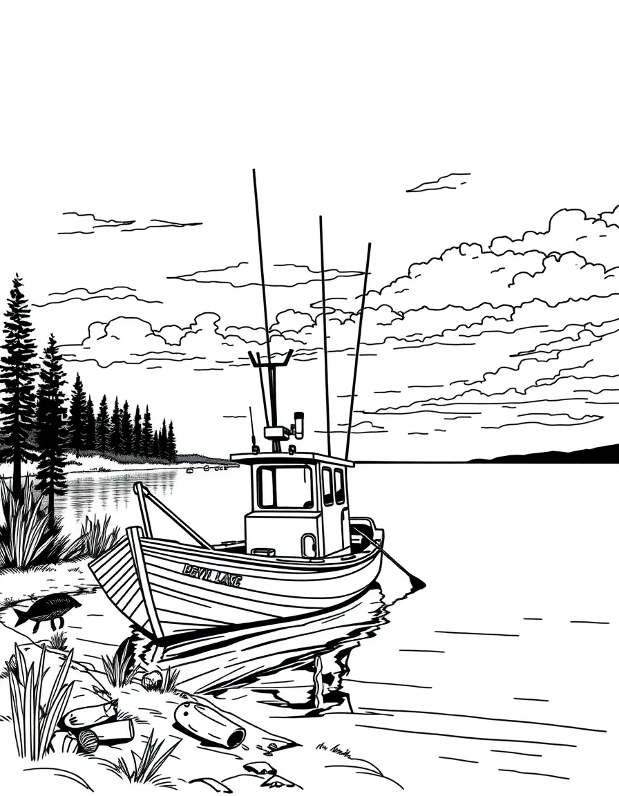 (North Dakota) A fishing boat on Devil’s Lake