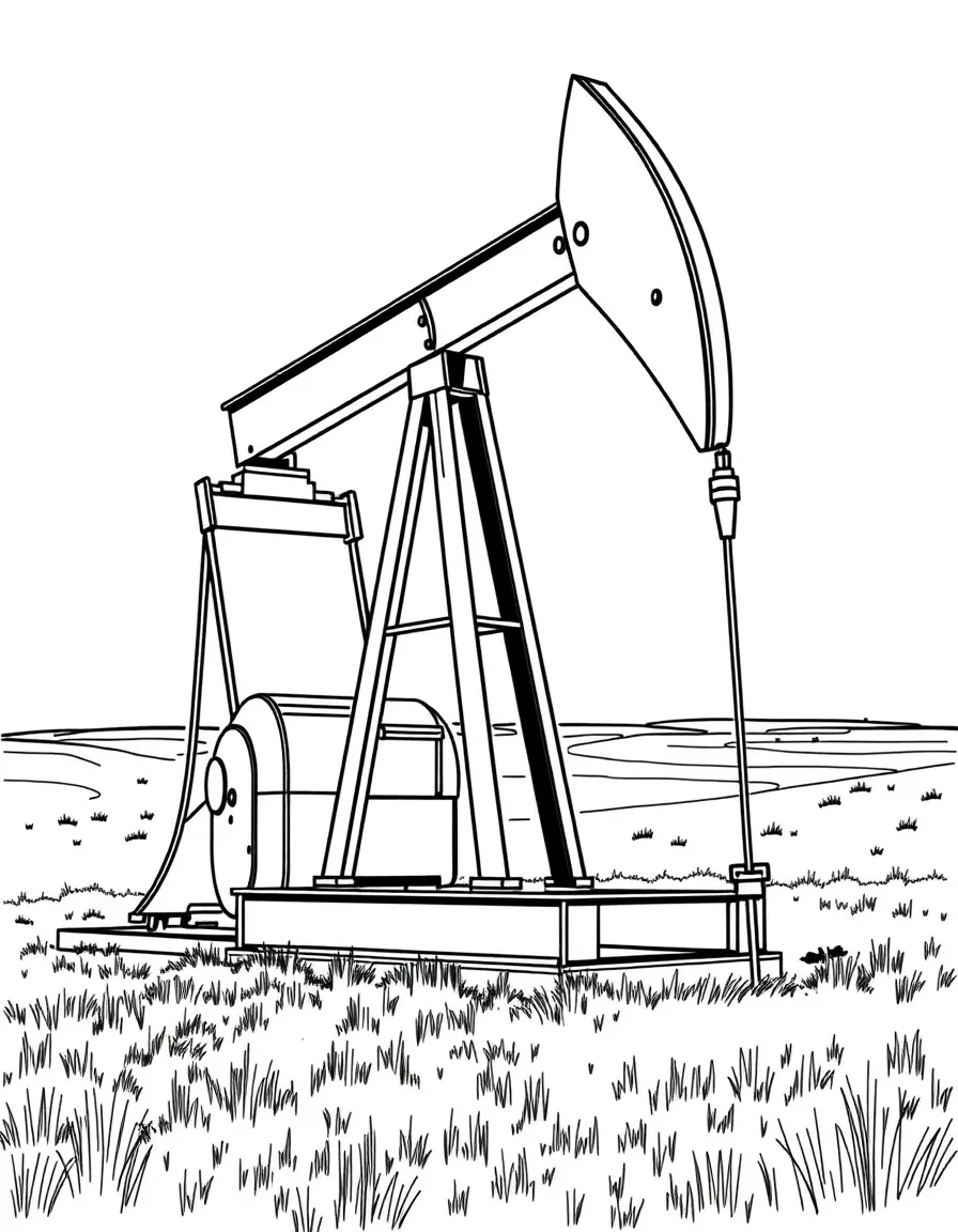 (North Dakota) An oil pumpjack in a field