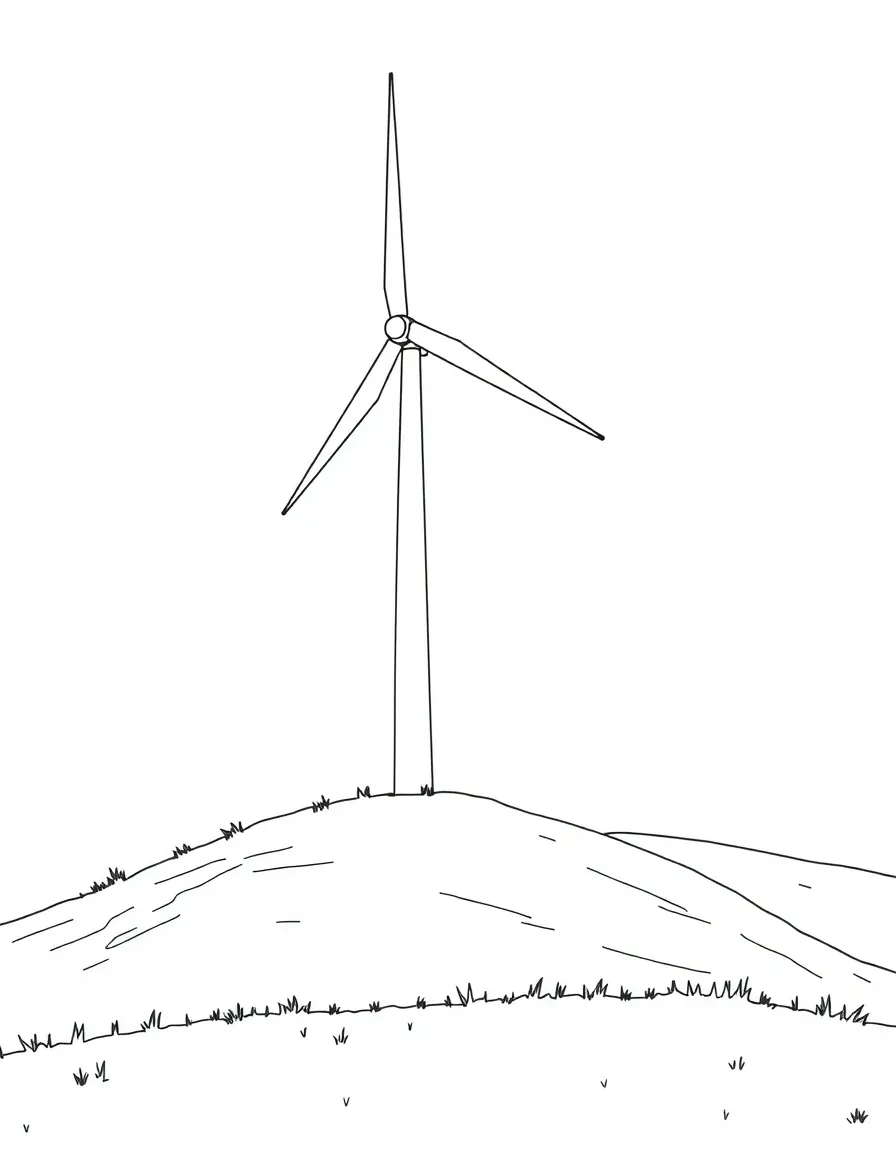 (North Dakota) A wind turbine on a hill