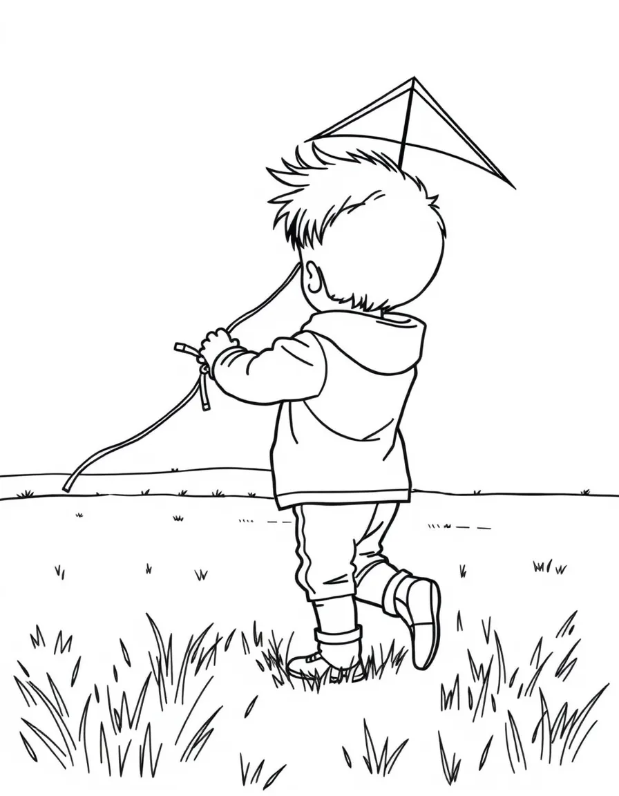 (North Dakota) A child flying a kite in a wide open field