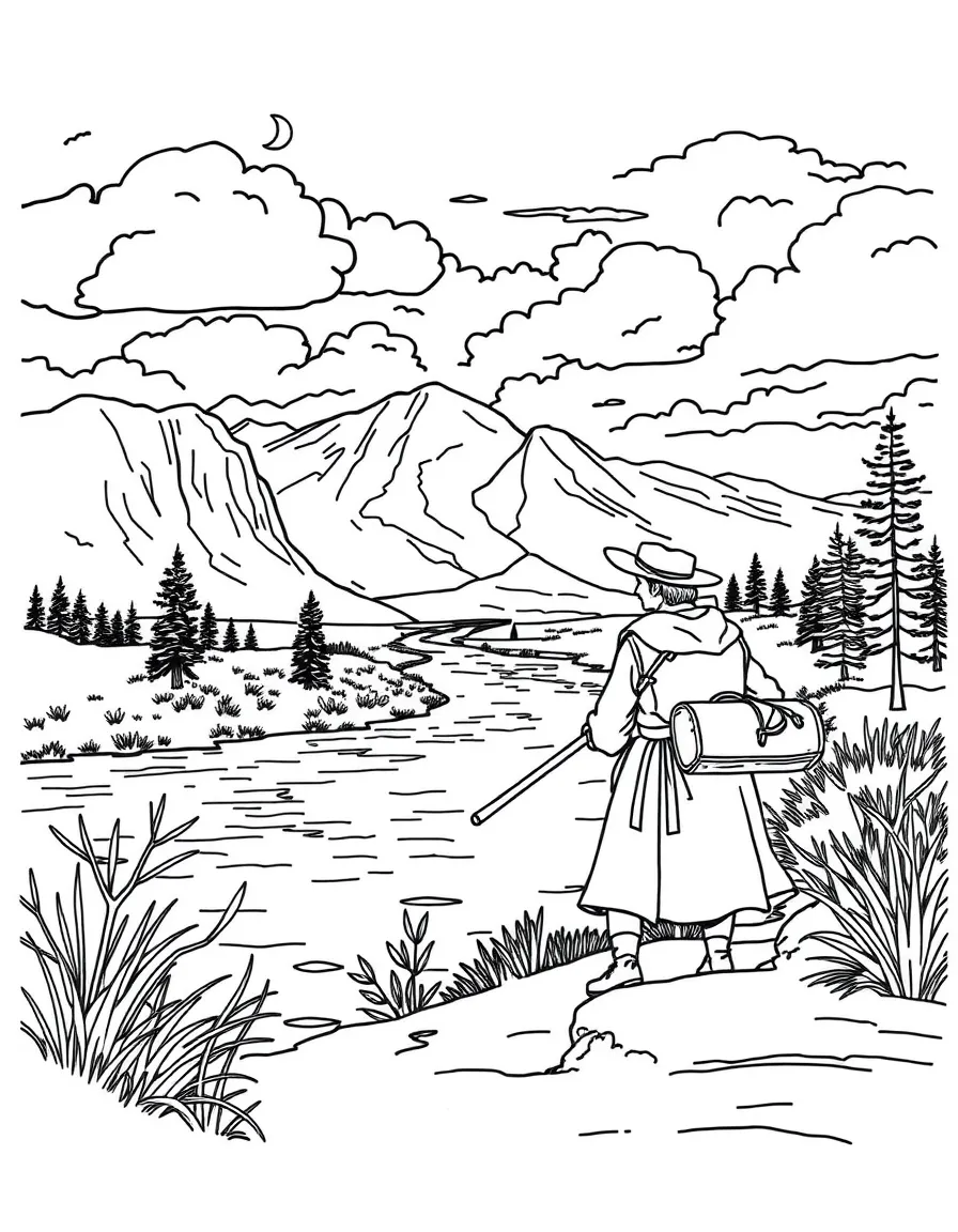 (North Dakota) Lewis and Clark exploring the Missouri River