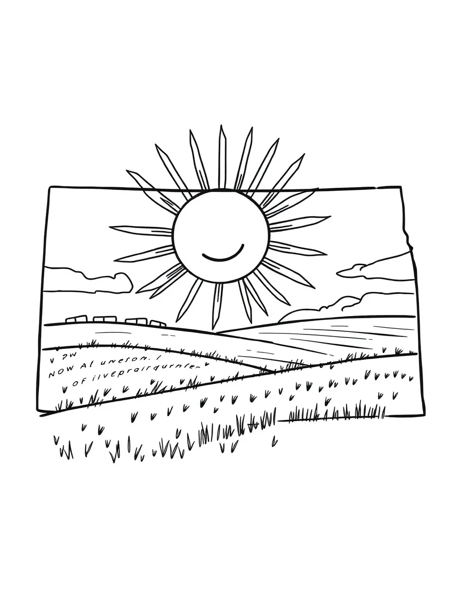 (North Dakota) A smiling sun over the prairie