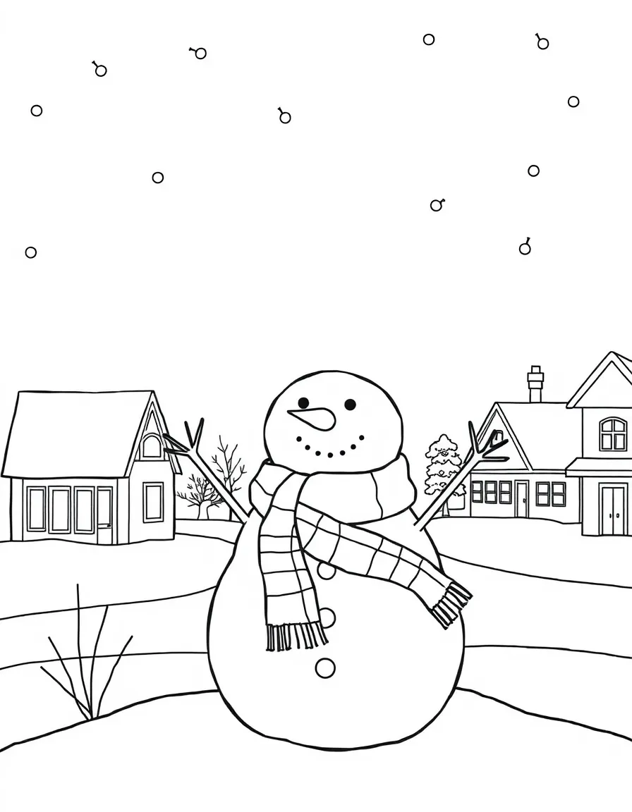 (North Dakota) A snowman with a scarf in a North Dakota town