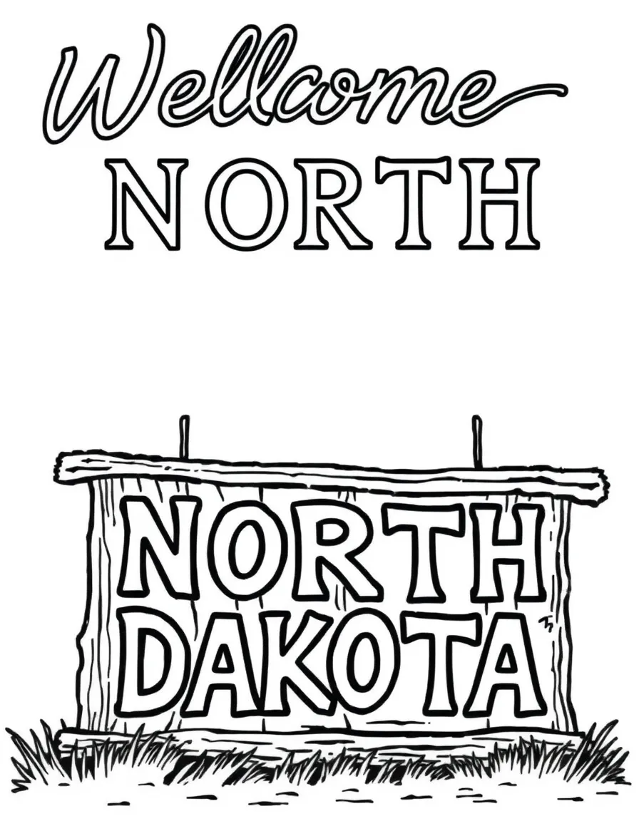 (North Dakota) A rustic wooden sign that says “Welcome to North Dakota”