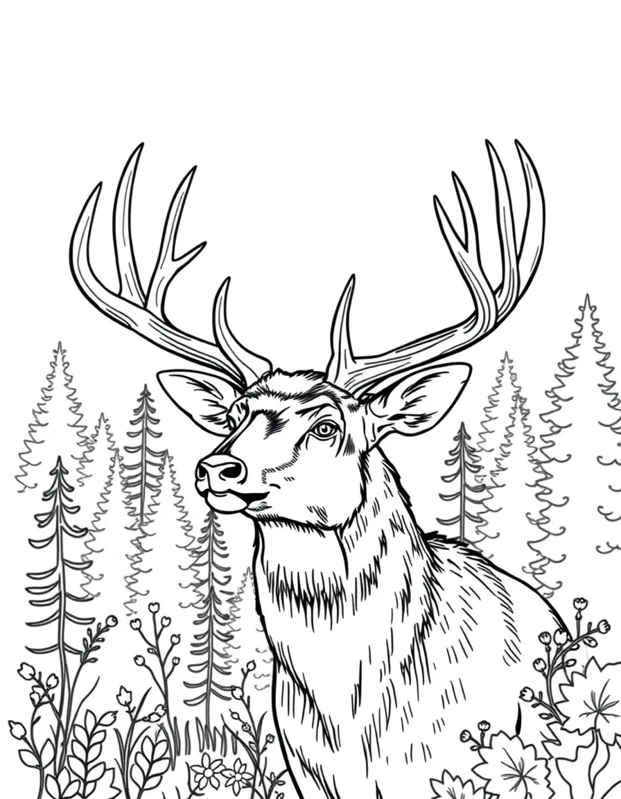 (North Dakota) A deer with antlers in the fall forest