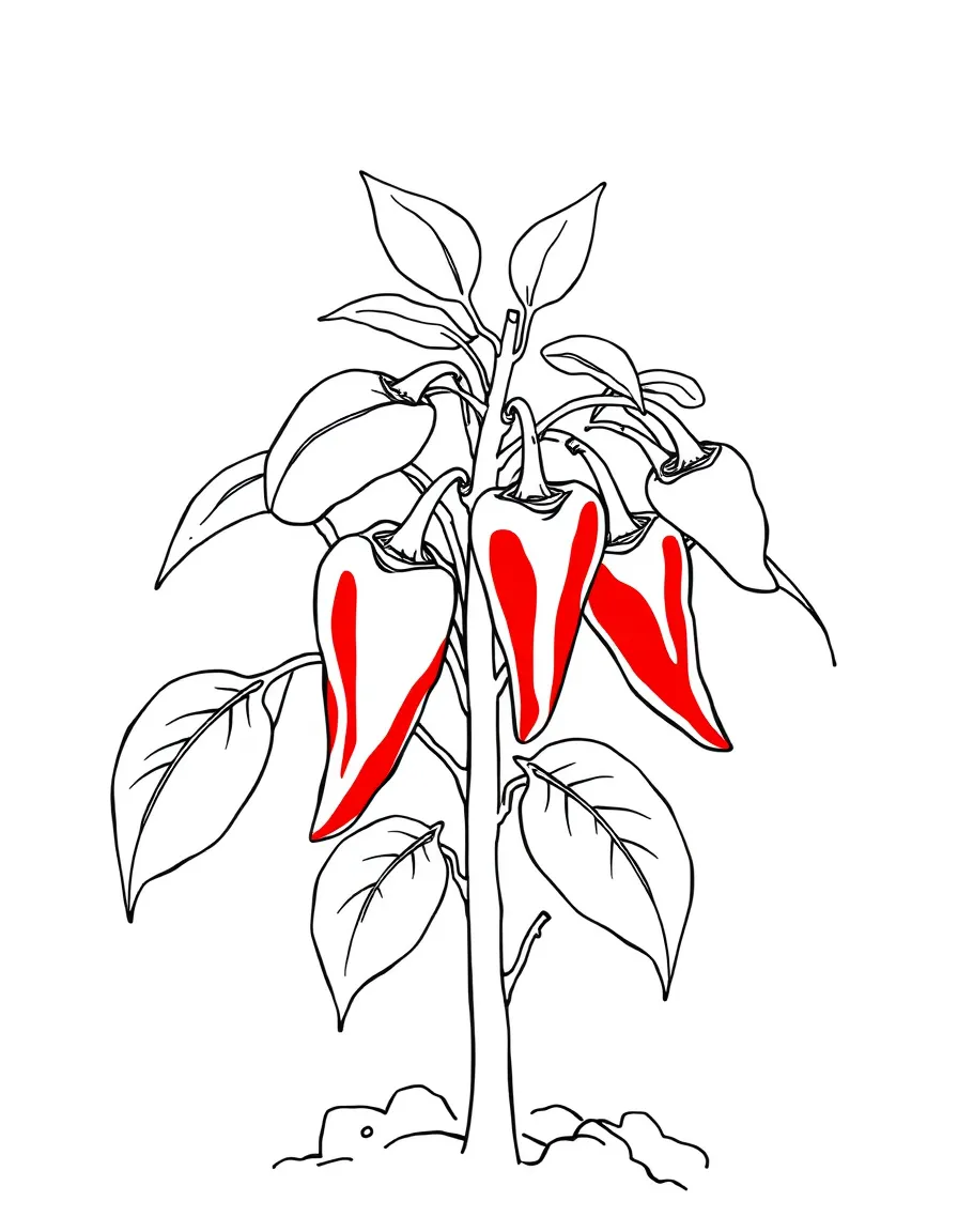 (New Mexico) A chile pepper plant with red and green chiles