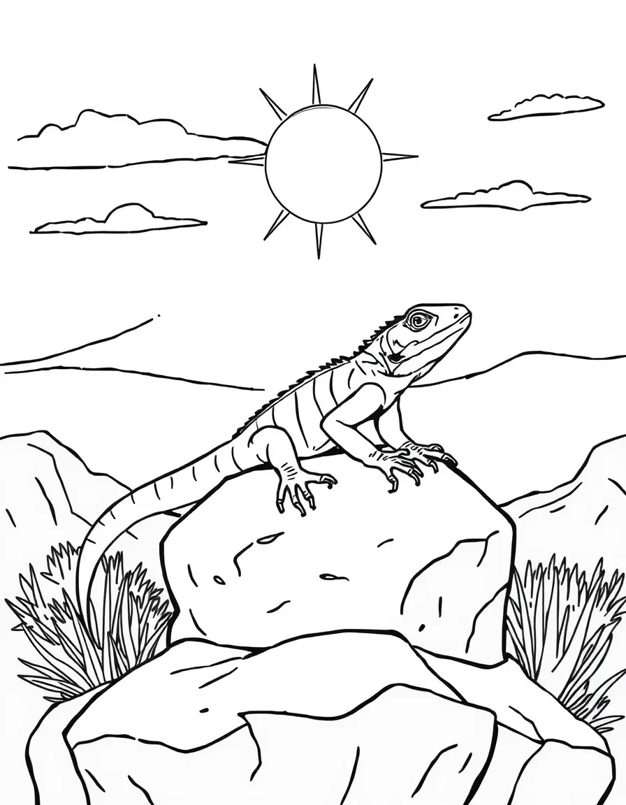 (New Mexico) A lizard sunbathing on a rock
