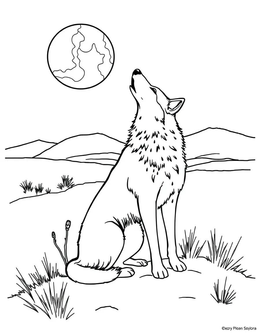 (New Mexico) A coyote howling at the moon