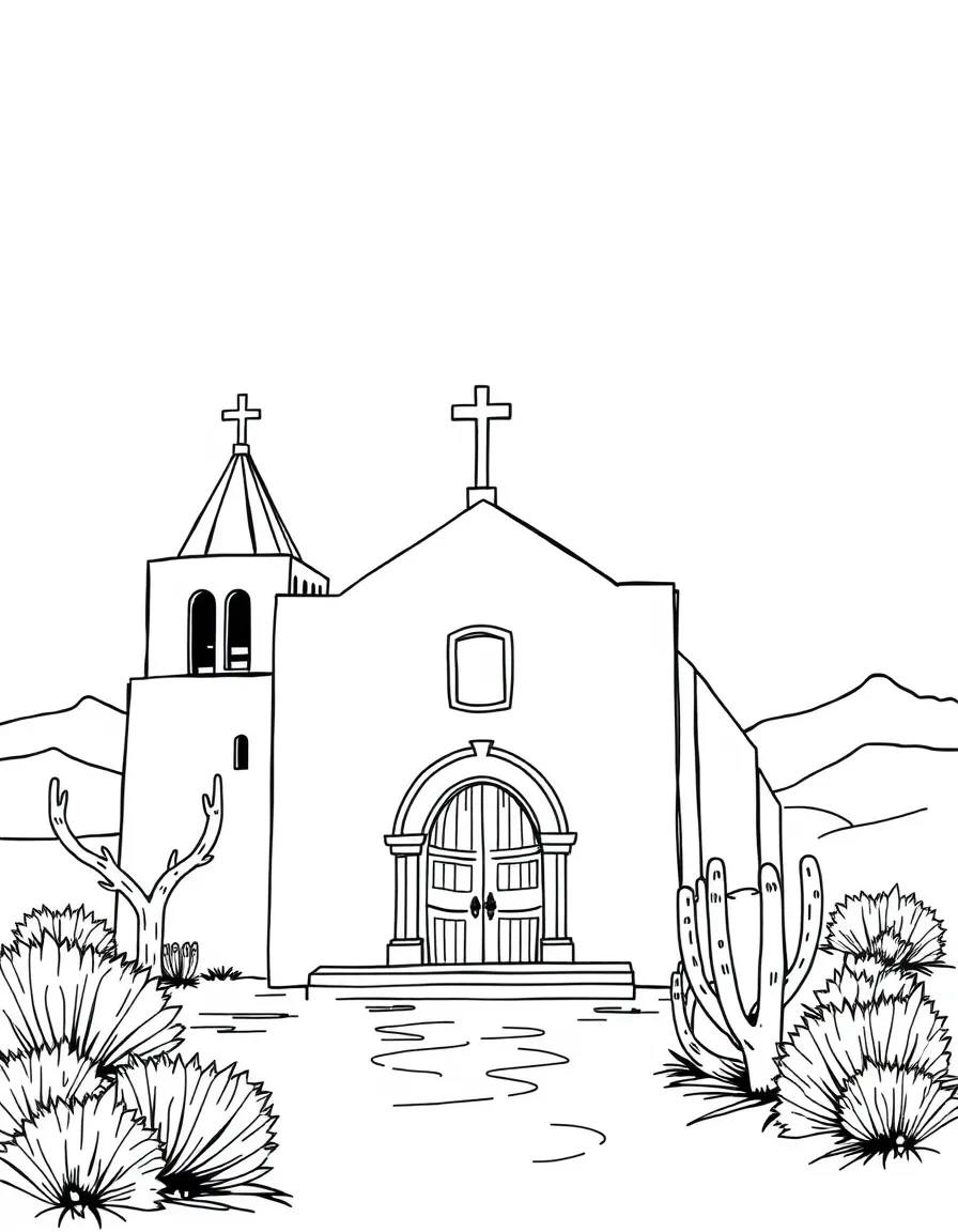 (New Mexico) An old mission church like San Miguel Chapel