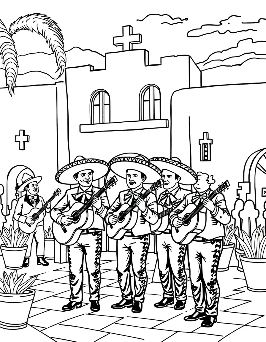 (New Mexico) A mariachi band playing in a plaza