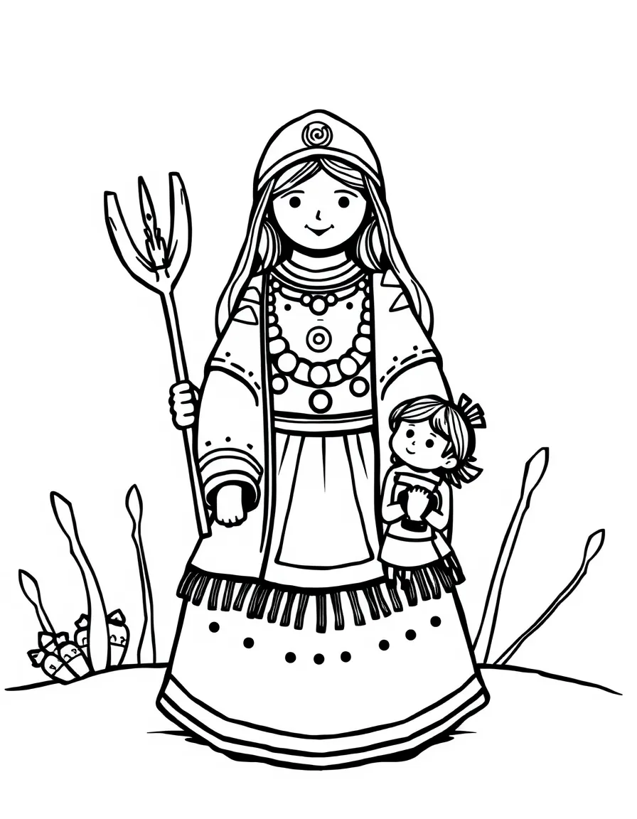 (New Mexico) A pueblo storyteller doll with children figures