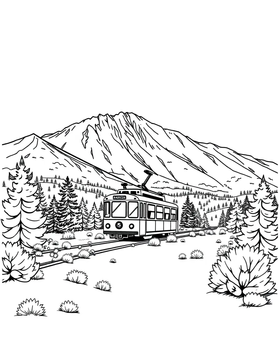 (New Mexico) Sandia Mountains with a tramway car
