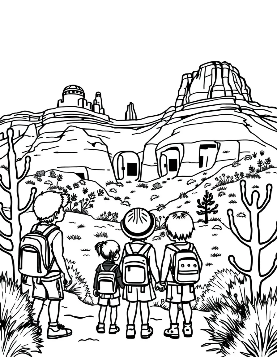 (New Mexico) Kids exploring Bandelier National Monument