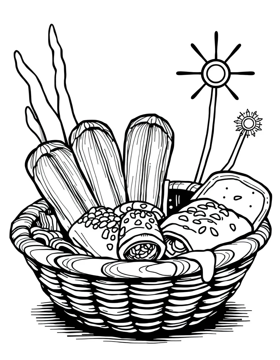 (New Mexico) A basket of tamales and enchiladas