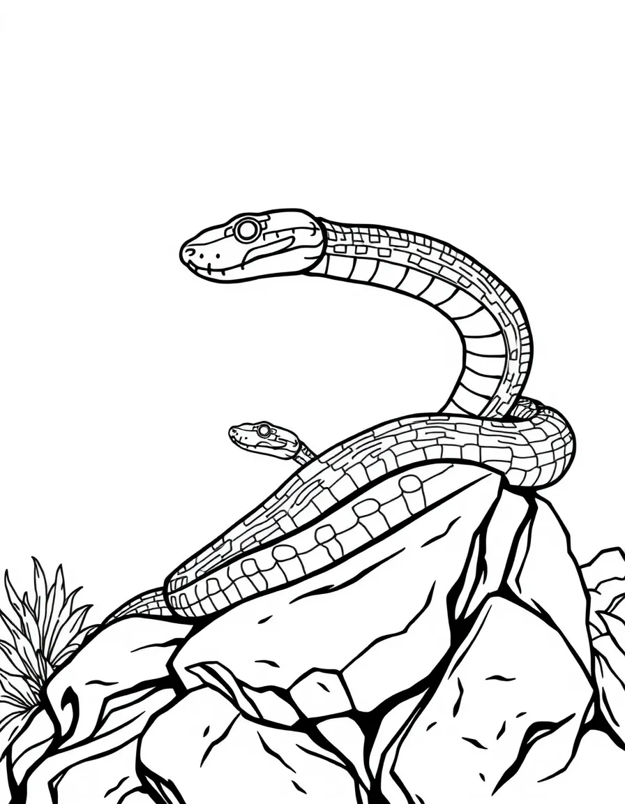 (New Mexico) A rattlesnake coiled on a rock