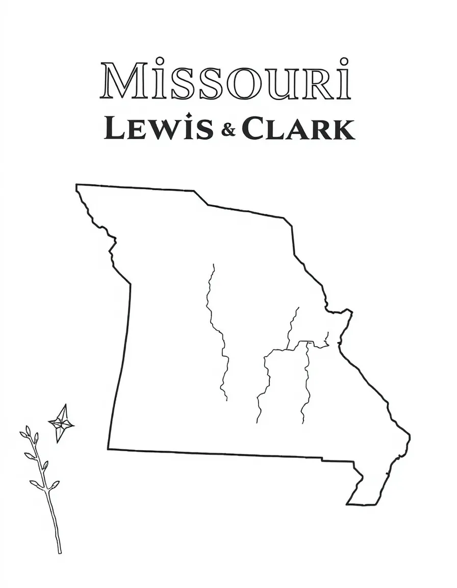 (Missouri) Lewis and Clark with a map of Missouri