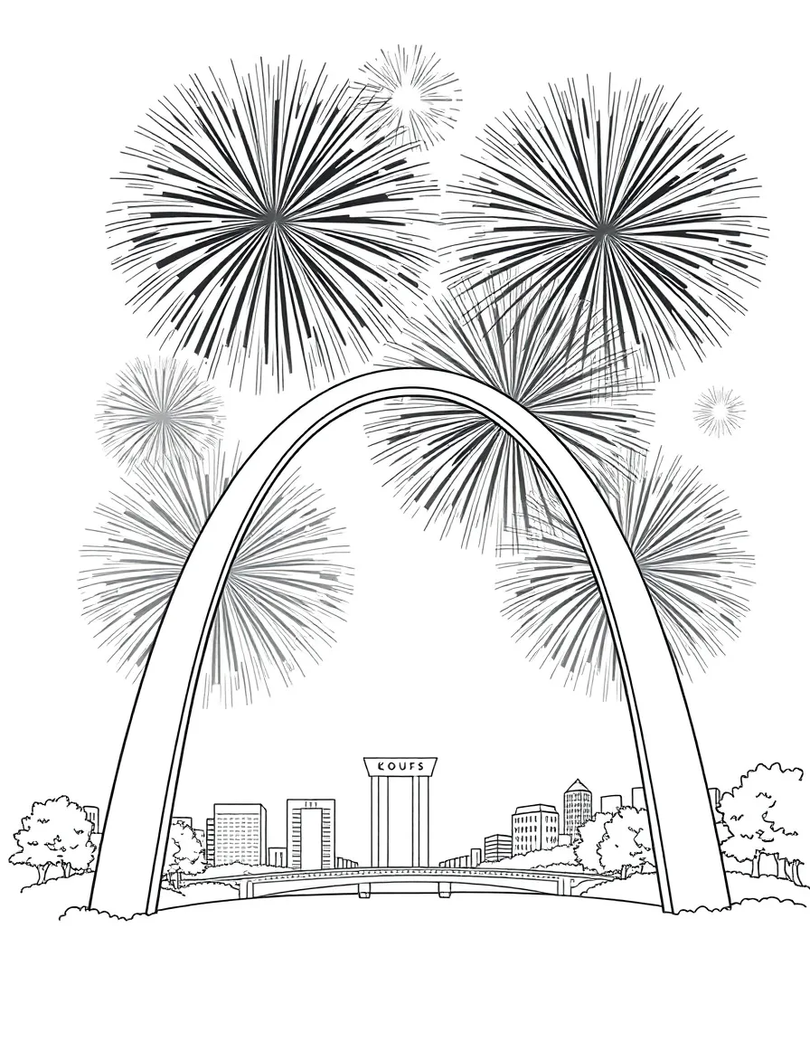 (Missouri) Fireworks over the Gateway Arch